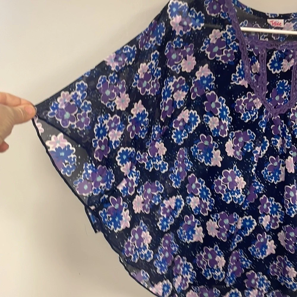 Justice layered Tank, M/L, Flowered navy, pink & purple